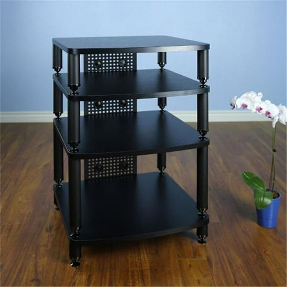 VTI Manufacturing 34444 4 Black Poles 4 Black Shelf Professional Rack