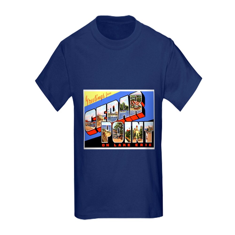 CafePress - Cedar Point Ohio Greetings (Front) Kids Dark T Shi - Kids ...