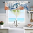 thumbnail image 2 of Kitchen Valances for Window, Summer Sea Turtle Coral Light Filtering Rod Pocket Valance Curtain, Ocean Starfish Marine Creature Short Curtains Window Topper for Bedroom Bathroom Living Room 42x18in, 2 of 9