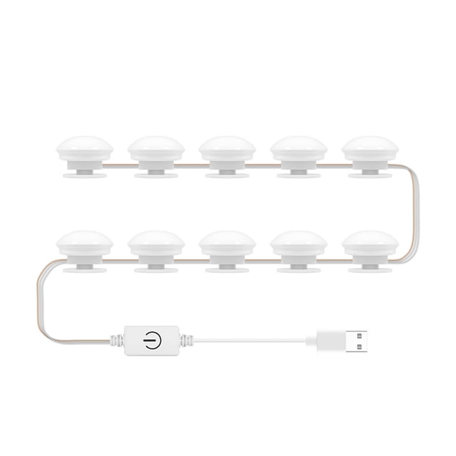 Mistaha Makeup Vanity Mirror Light Bulb LED Front Light Three Color Dimmable USB Touch Switch Long Press Infinite Dimming 10 Lamps