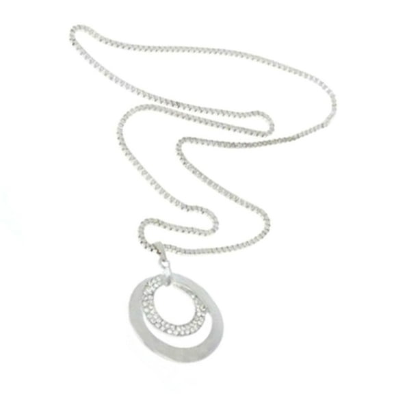 UDIYO Women Fashion Double Circles Rhinestone Inlaid Long Chain Necklace Jewelry Gift