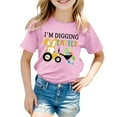 thumbnail image 4 of Digging Easter Top for Kids Girls Unisex Round Neck Eggs Bunny Outfits Pulloverr T Shirt Tractor Soft Fit Breathable Trendy Clothes #Z06 Pink 4-5 Years, 4 of 4