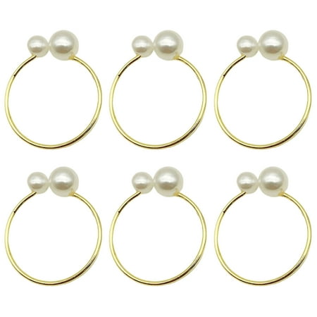 

VEAREAR 6Pcs Artificial Pearl Towel Buckle Napkin Ring Wedding Dinner Party Table Decor