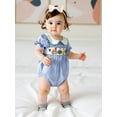 thumbnail image 4 of Rovasas Baby Girls Romper, Short Sleeve Plaid Embroidery Pumpkin Bodysuit, 4 of 9
