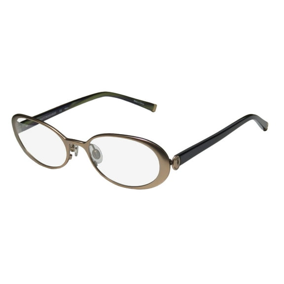 NEW TRUSSARDI 12502 WOMENS/LADIES DESIGNER FULL-RIM TITANIUM TAUPE / NAVY TRENDY TITANIUM FRAME DEMO LENSES 52-19-140 EYEGLASSES/GLASSES