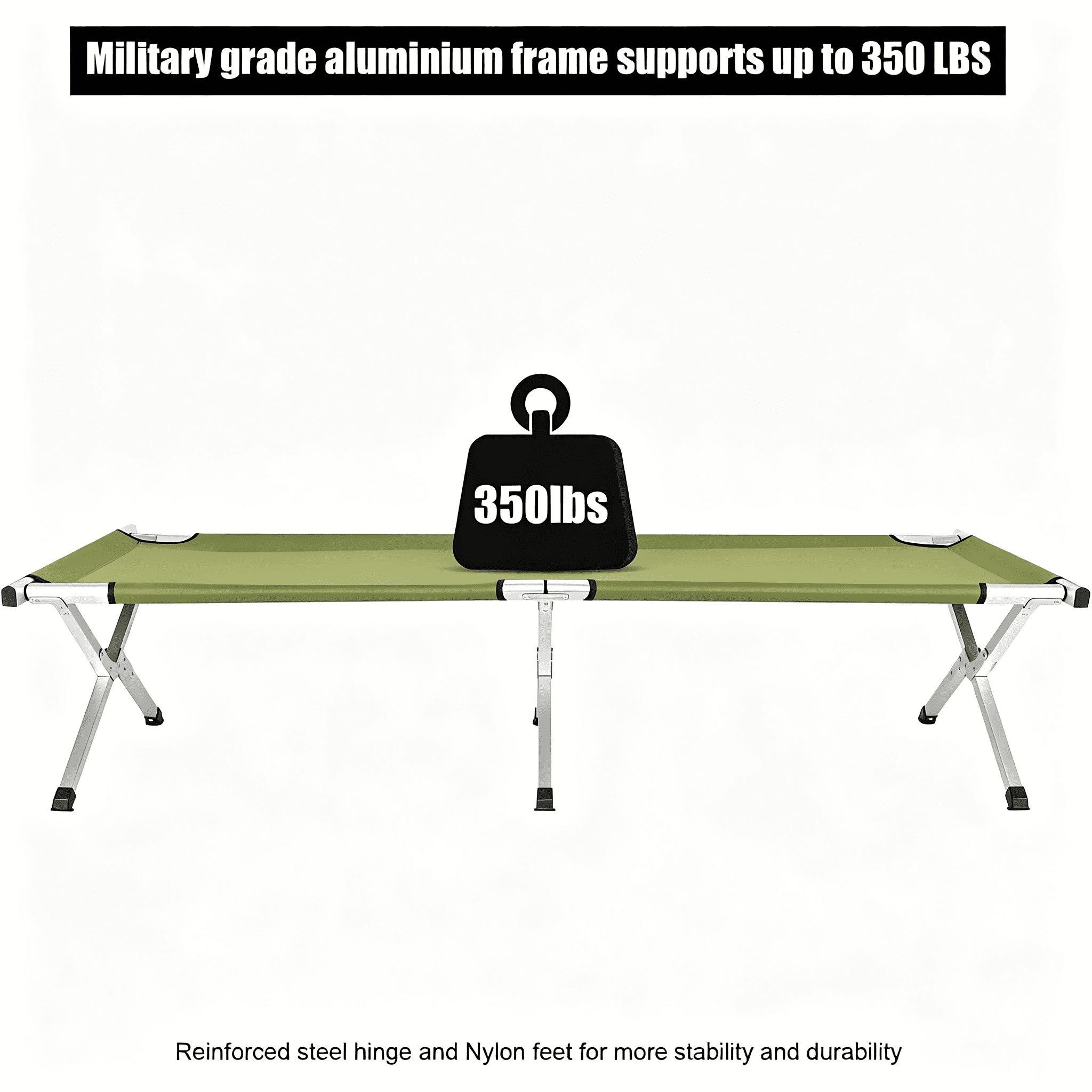 Portable Folding Camping Cot with Carrying Bag Army, Green