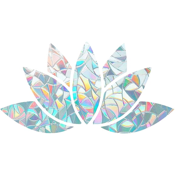Rainbow Window Cling Lotus Anti-Collision Glass Decals Rainbow Stickers Window Glass Decal Sun Catcher Decorations Non Adhesive Prismatic Vinyl