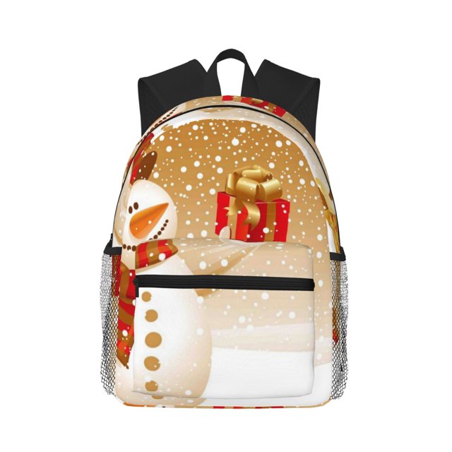 Easygdp Christmas Snowman Gift Mochila Casual para Portátil, Mochila para Escuela, Viajes, Negocios