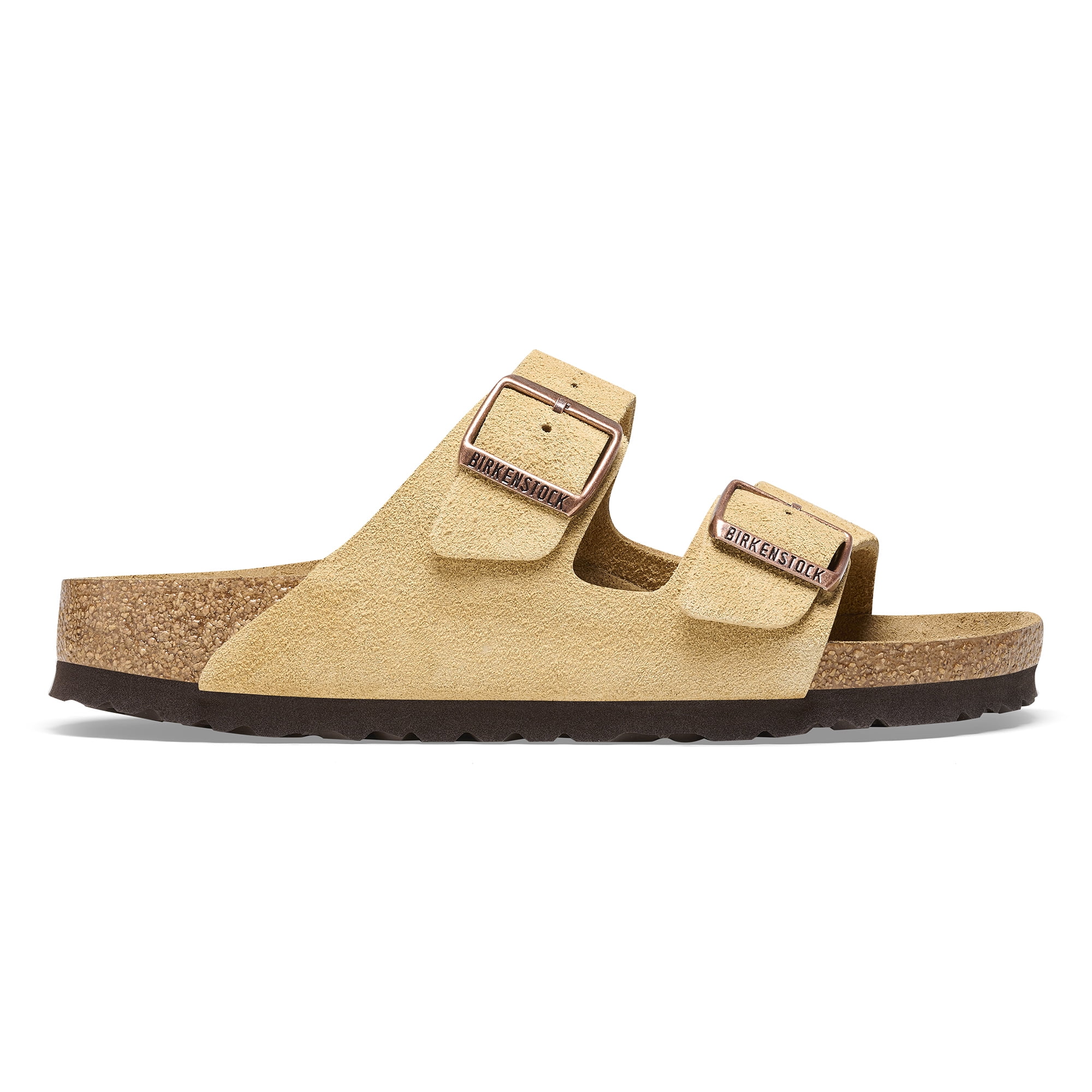 BIRKENSTOCK 1026190: ARIZONA SUEDE LEATHER SANDALS, LATTE CREAM, 38 EU