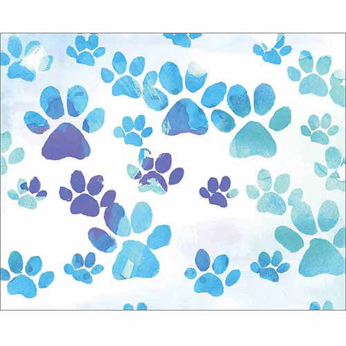Paw Print Dog Cat Pet Watercolor Blue & White Canvas Art by Pied Piper Creative - Walmart.com