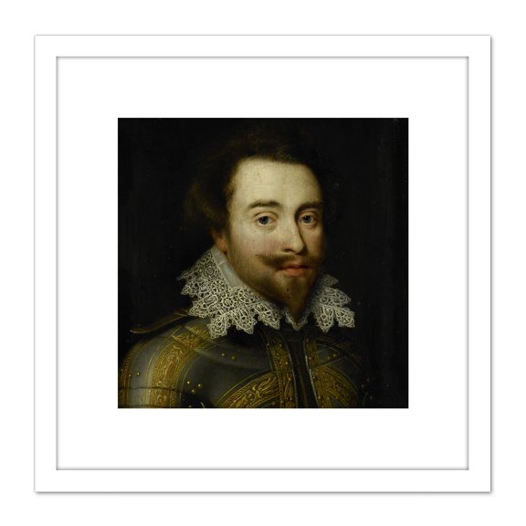 Van Ravesteyn Portrait Johan Ernst Count Nassau 8X8 Inch Square Wooden Framed Wall Art Print Picture with Mount