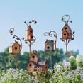 thumbnail image 2 of Casa de pájaros de metal para manualidades Casa de pájaros con estacas para jardín Adornos de metal para casas de pájaros, 2 of 6