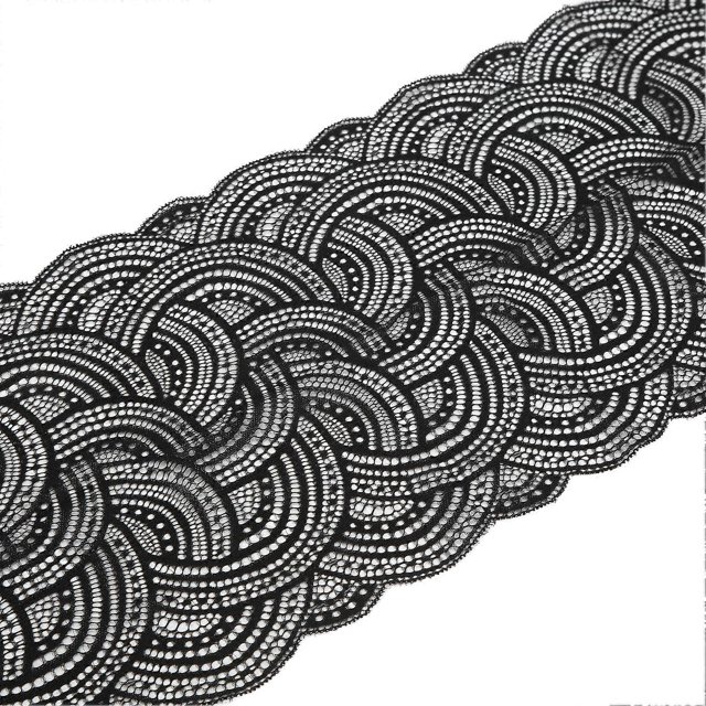 Lace Ribbon Nylon Material Elegant Style 10 Yards 24cm/9.4in Wide Soft Comfortable Black Sewing Lace Trim for Crafts