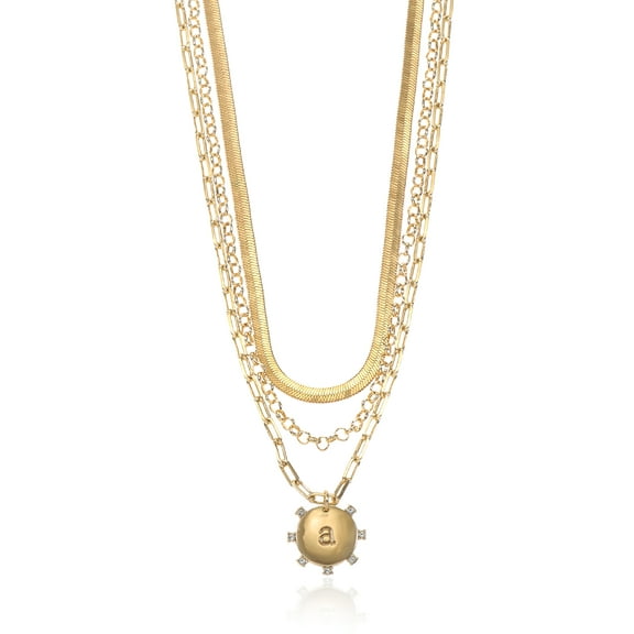 Time and Tru Goldtone Necklace, 3 Piece, Initial A