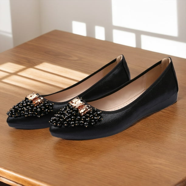 Zapatos cómodos con punta ostentosa zapatos planos para caminar con diamantes de imitación calzado de primavera y otoño