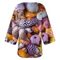 thumbnail image 4 of Nouveaux Hauts pour Femmes 2023 Mode Décontractée Col Rond Imprimé Blouse Manches Longues T-Shirt Grande Taille Automne Boutons Hauts Manches Longues pour Femmes, 4 of 5