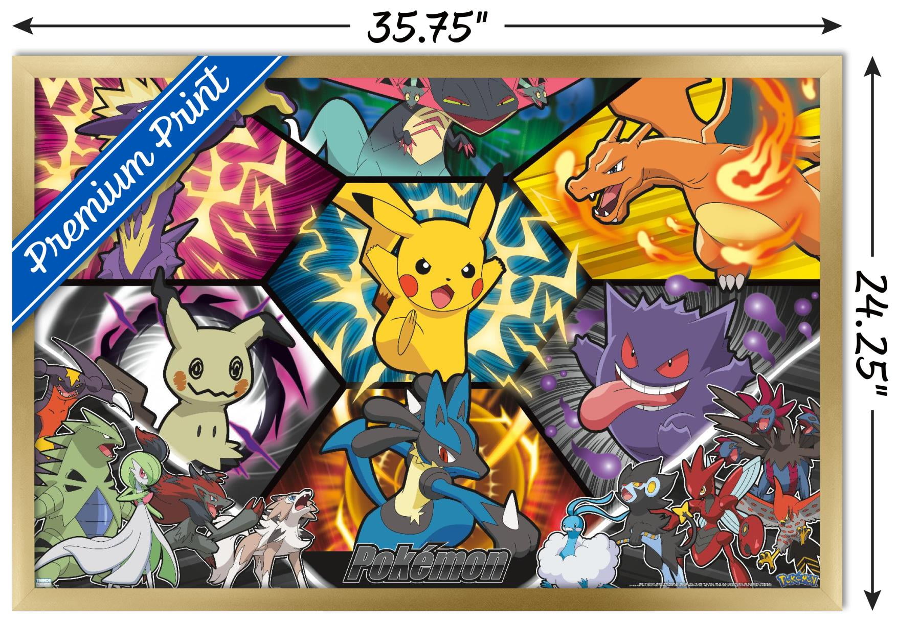 Pokemon: Battle Art - Group Wall Poster with Push Pins, 22.375