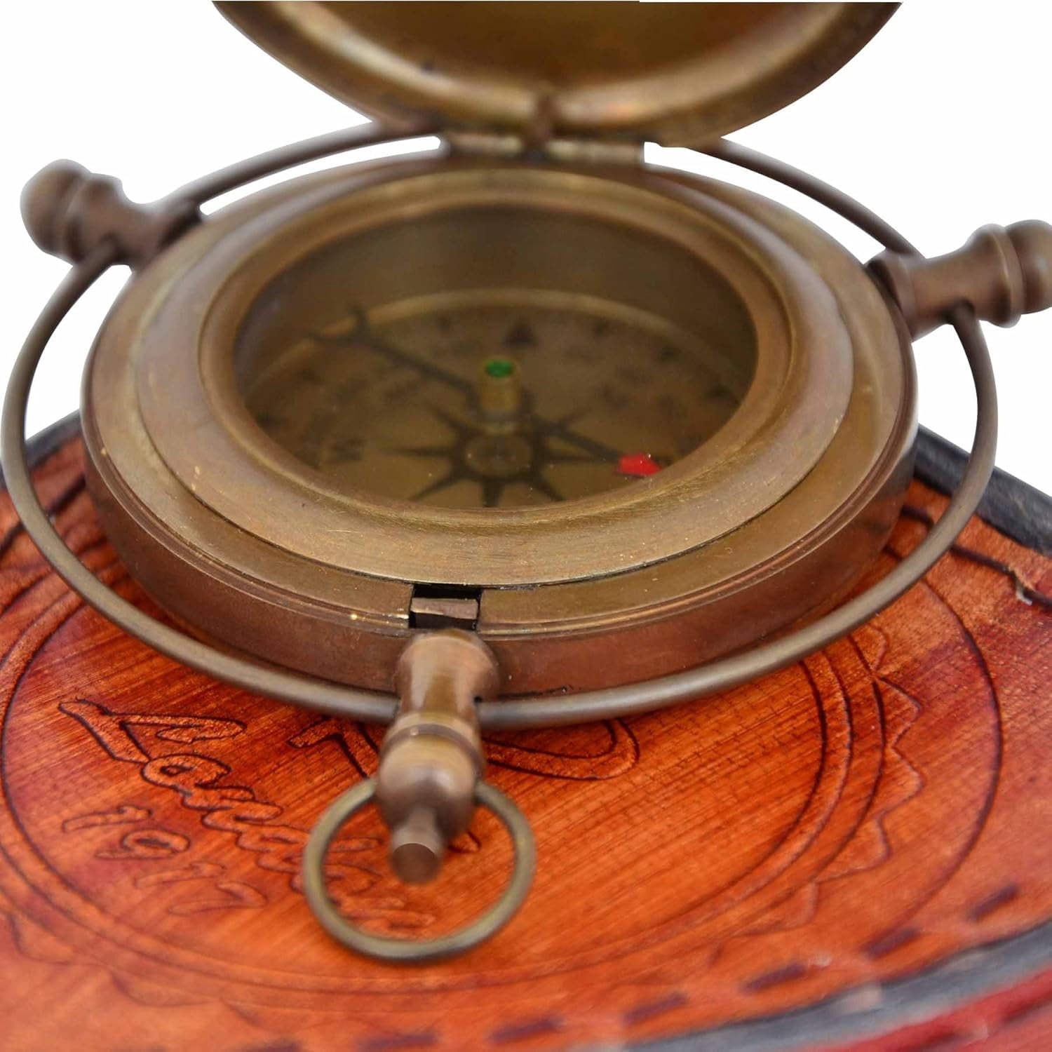 Nautical Compass with Leather Case for Hiking, Nautical Compass for Outdoor, Pocket Compass for Hiking, Camping Maritime Vintage Brass Nautical Compass