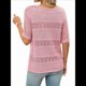 thumbnail image 3 of Suéteres de Punto de Cuello Redondo y Corta para Mujer, de Verano, Color Rosa, Talla XL, 3 of 7