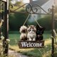thumbnail image 5 of Letrero de bienvenida con animales alegres, colgante de madera de Newsbird para pared y patio., 5 of 7