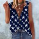 thumbnail image 2 of Mujeres verano tops casual suelto con cuello en v sin mangas estampado cremallera tanque chaleco Fridja  qr5541, 2 of 7