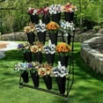 thumbnail image 2 of 4 Layers Flower Display Stand,Metal Plant Rack with 16 Buckets,39.4 In * 59 In * 25.6 In,Moving Florist Bouquet Shelf with 4 Wheels,for Terrace Garden,Living Room,Florist Shop,Black, 2 of 6