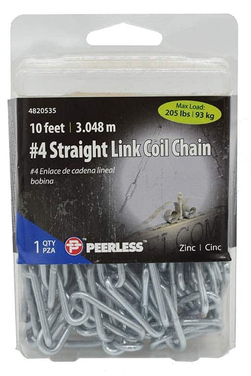 Peerless Chain 4 Straight Link Coil Chain, Zinc, 10', 4820535 Walmart