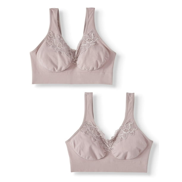 Just My Size Women's Pure Comfort Lace Seamless Bra 2 Pack, Style