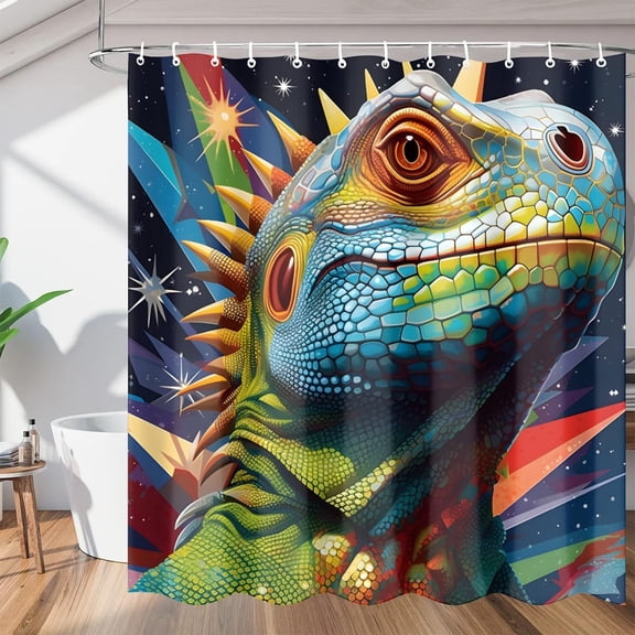 Cool Lizard Prints Shower Curtain, Waterproof Fabric Shower Curtain, Washable Polyester Bath Curtain for Bathroom Decor 36"W X 72"H