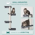 thumbnail image 3 of Light Grey Wall-Mounted Cat Shelf Climber - 4 Platforms & 3 Scratching Posts for Living Room, Bedroom & Small Spaces - Durable MDF Cat Tree, 3 of 7