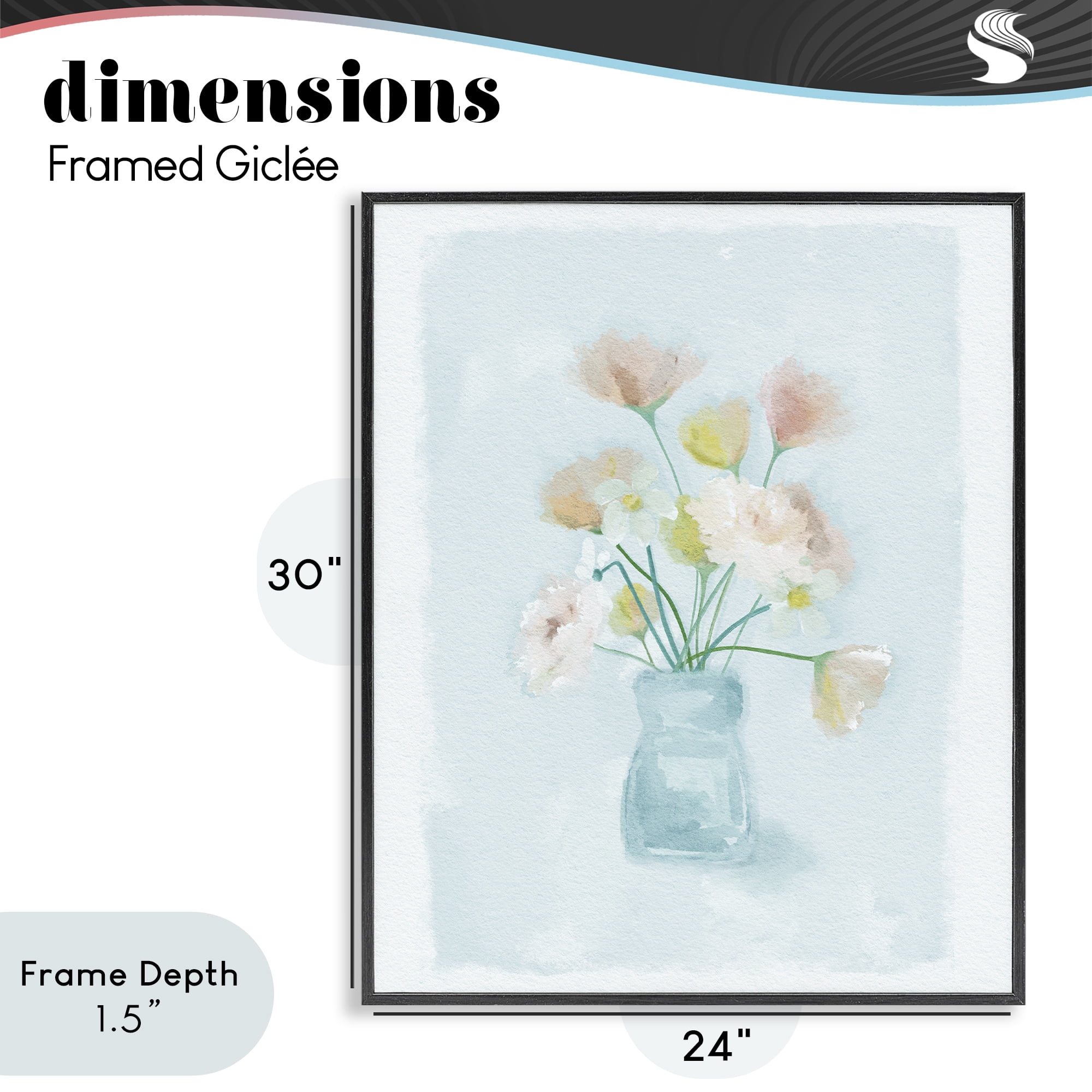 Stupell Industries Pretty Florals in Vase Black Framed Giclee Art, design by Leah Straatsma