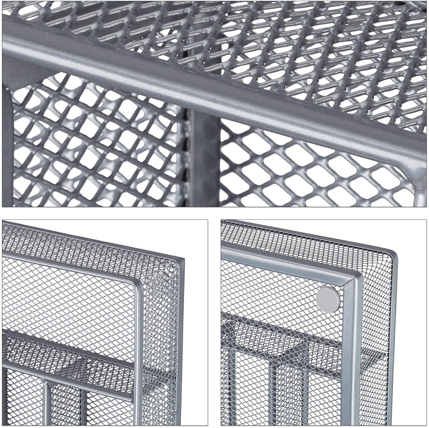 TuseyRxln Drawer Organizer, Cutlery Tray Silverware Flatware Storage Divider for Kitchen, Mesh Wire with Non slip Foam Feet, 5 Component