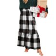 thumbnail image 4 of Wutalume Women's Flowy Plaid Ruffled Long Skirt, High Waist Elastic Waistband, Vintage Inspired Pleated Skirt for Fall and Winter,Dark Gray S, 4 of 6
