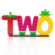 Belanttega Twotti Frutti TWO Wooden Letter Sign Pineapple Watermelon Strawberry Second Birthday Centerpieces Table Toppers Sign Summer Fruit 2nd Party Decorations Supplies for Baby Shower Photo Props