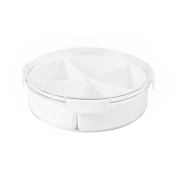 Inteprter Bandeja de servicio dividida con tapa Recipiente para refrigerios Dulces Aperitivos Nuez Azúcar Cacahuete Hogar Sala de estar Almacenamiento y organización del hogar Blanco Inteprter HA075857-01