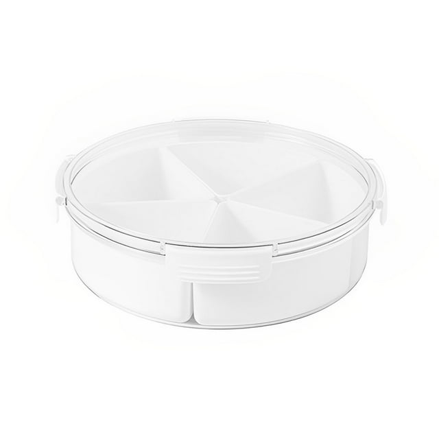 Wosthever Bandeja de servicio dividida con tapa Recipiente para refrigerios Dulces Aperitivos Nuez Azúcar Cacahuete Hogar Sala de estar Almacenamiento y organización del hogar Blanco Wosthever HA075857-01