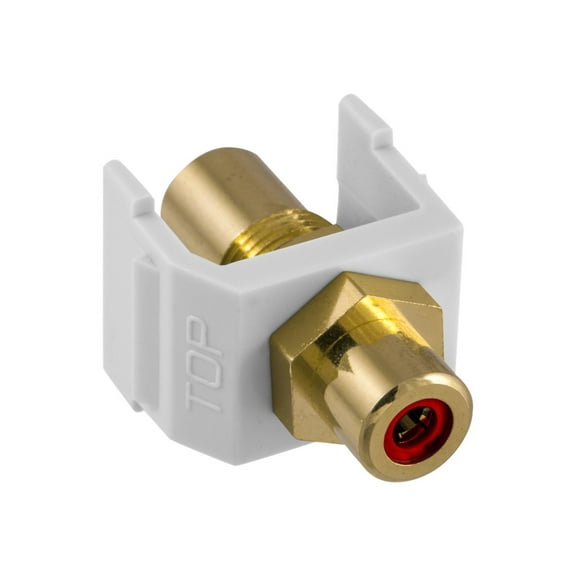 Hubbell SFRCRFFW AV Connector - RCA Gold Pass-Thru44; White & Red Insulator