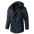 thumbnail image 4 of Parka de invierno con capucha, cortavientos, de algodón, acolchada, gruesa, ajustada, informal, de forro polar, clásica, cálida, 4 of 5