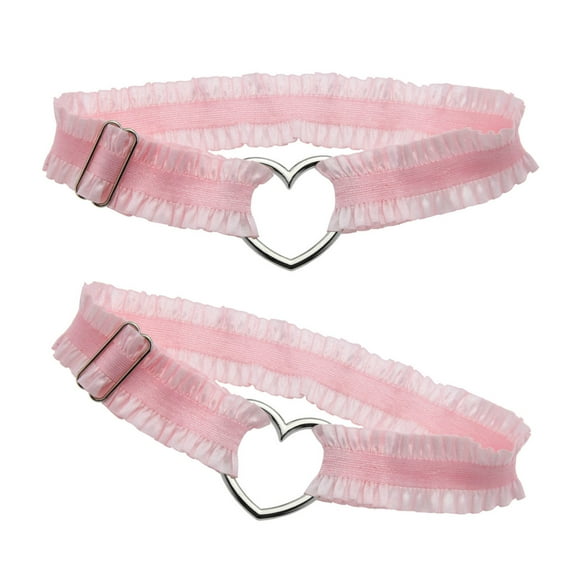 URTERYSER Thigh Garter Heart Lace Ruched Leg Garter Adjustable Cosplay Accessory Thigh Chain Comfortable Fashion Legwear Pink