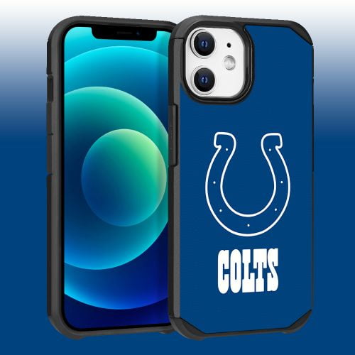 Apple iPhone 12 (6.1) - NFL Licensed Indianapolis Colts Team Logo on Blue Textured Dual Layer Case