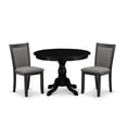 thumbnail image 2 of East West Furniture 3-Piece Dining Table Set Contains a Dinner Table with Drop Leaves and 2 Dark Gotham Grey Linen Fabric Parsons Chairs - Wire Brushed Black Finish, 2 of 7
