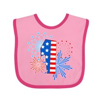 Inktastic First Birthday- Fourth of July Fireworks Boys or Girls Baby Bib
