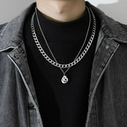 Punk Friends Gift Sweater chain Couple Necklace Thick Chain Men Women Titanium Steel Necklace Men Clavicle Chain Korean Style Necklace Cuban Letter Necklace G