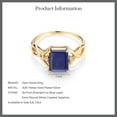 thumbnail image 5 of Gem Stone King 2.08 Ct Blue Lapis White Created Sapphire 18K Yellow Gold Plated Silver Ring (Size 9), 5 of 5