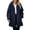 Navy, variant on Women's Solid Color Plush Long Coat, Fashion Hooded Zip Front Jacket with Pockets, Casual and Warm Fleece Outerwear for Fall Winter Daily Wear-JN