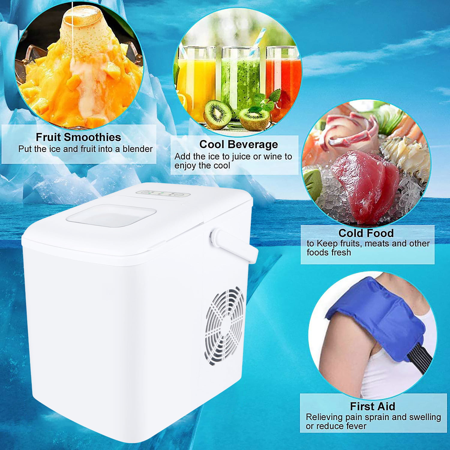 Details about  / Portable Ice Maker Machine for Countertop Self-Cleaning Electric Ice Maker