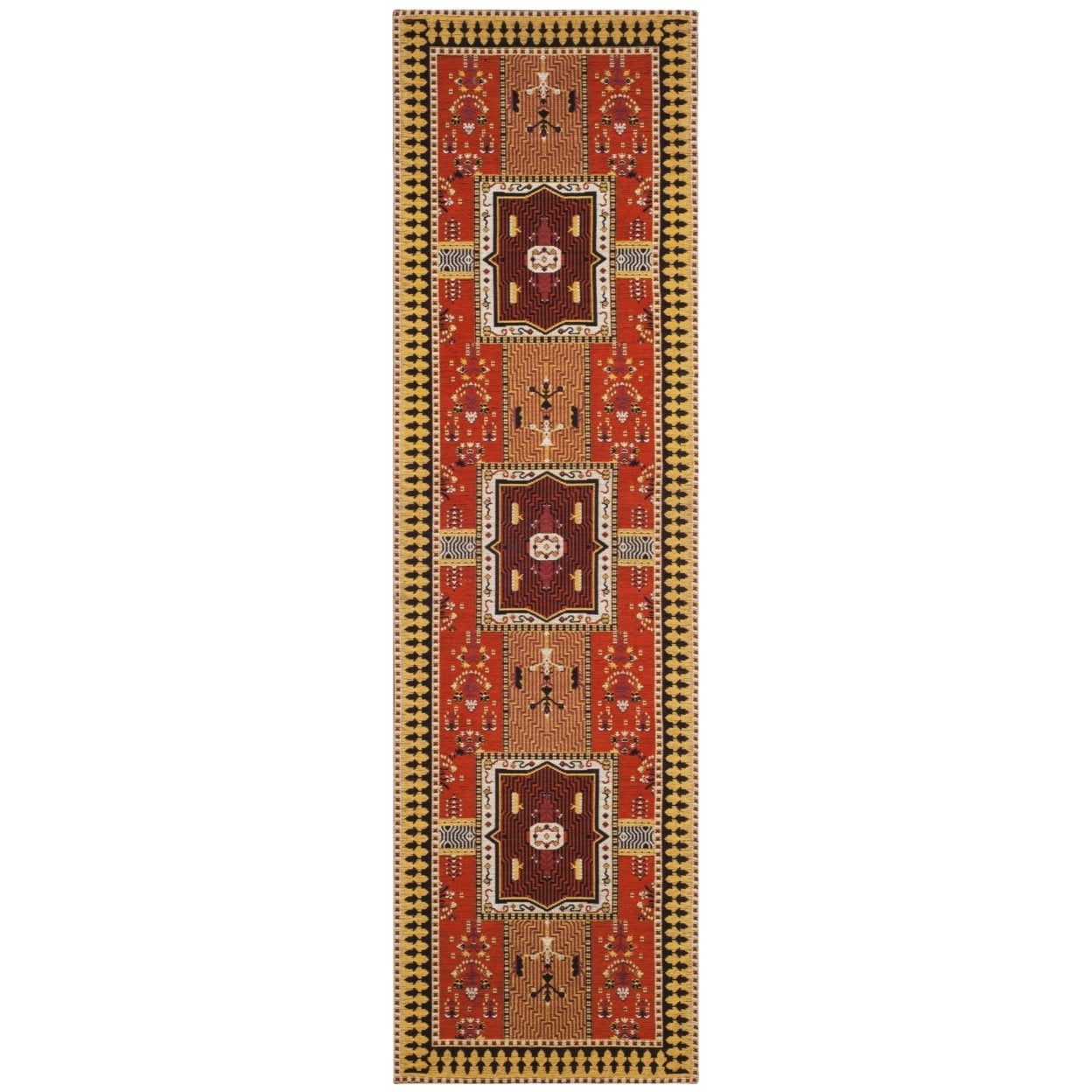 SAFAVIEH Classic Vintage Seanna Geometric Bordered Cotton Area Rug, Orange/Gold, 4' x 6'