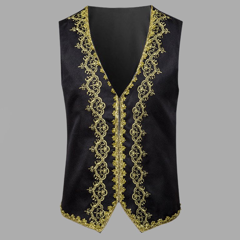 トップス Cording Embroidery Vest Oplxuo Men's Floral Embroidery Suit Vest Gothic V Neck