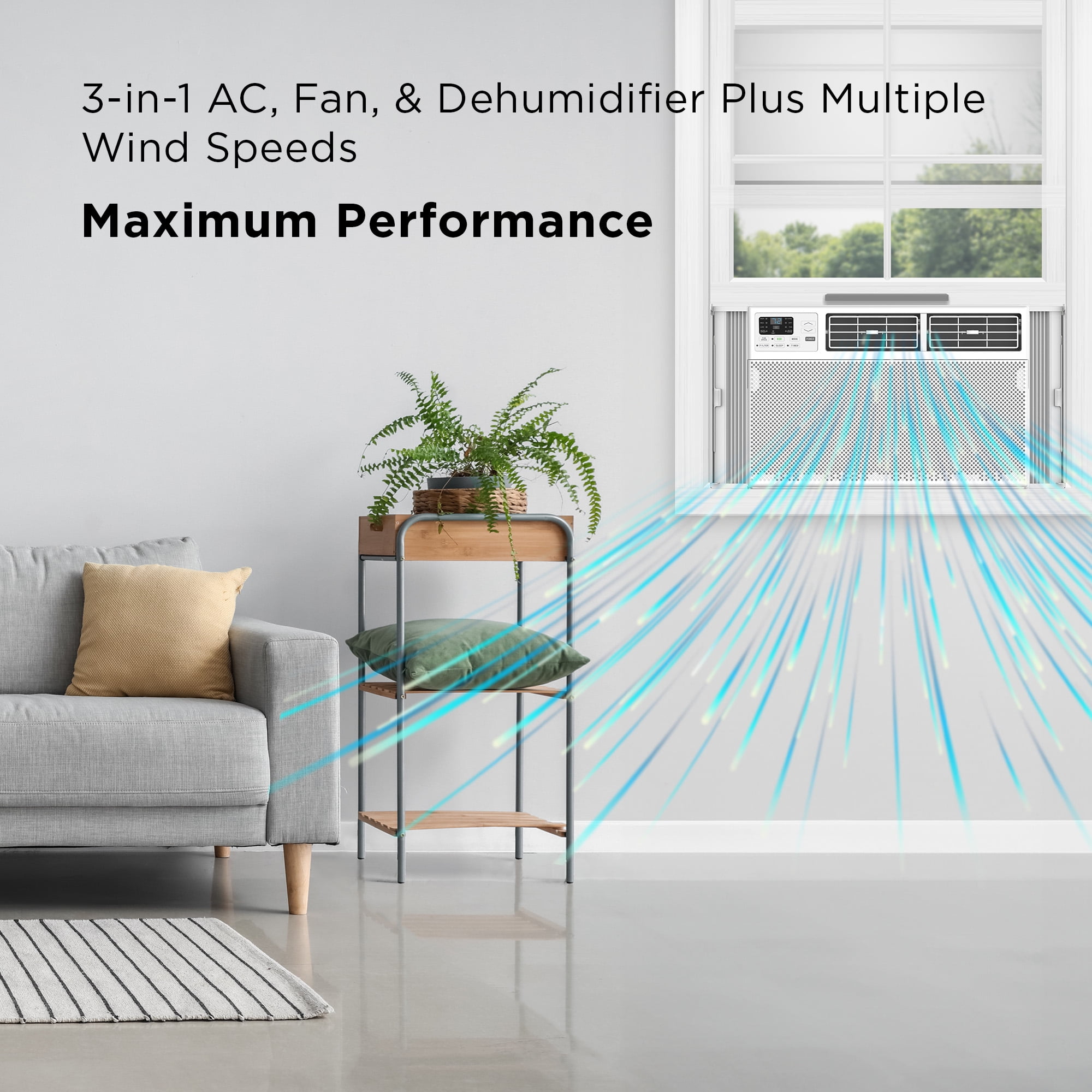 TCL 12,000 BTU Smart Window Air Conditioner (White) - 3-in-1 AC, Fan & Dehumidifier, App, Voice, & Remote Control, Sleep & Eco Mode, Timer, Washable Filter, Cools up to 550 Sq ft - W12W92-4