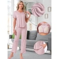 thumbnail image 2 of DARING DIVA Women's Pajama Sets Sleepwear Built-in Shelf Bra Short Sleeve Tops L Pink, 2 of 7